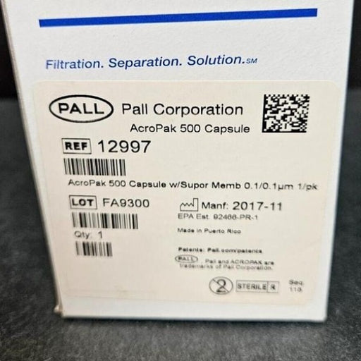 Pall Filter Capsule AcroPak 500 Supor Membrane Box of 2 Filters Filters Pall