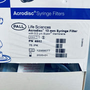 Pall Syringe Filter 0.2 um Acrodisc Supor Membrane 13 mm Diameter Individually Sealed Pack of 41 Filters Filters Pall