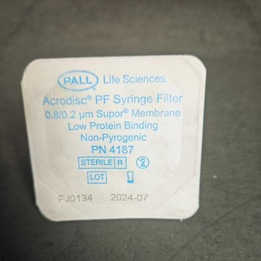 Pall Syringe Filter 0.2 um Supor Membrane PES 25 mm Diameter Box of 50 Filters Filters Pall