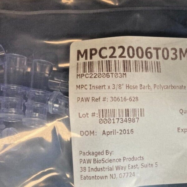 PAW BioScience MPC Insert x 3/8" Hose Barb - 8 Packs with 10 Inserts Each Lab Equipment::Pumps, Pump Access. & Tubing Paw BioScience