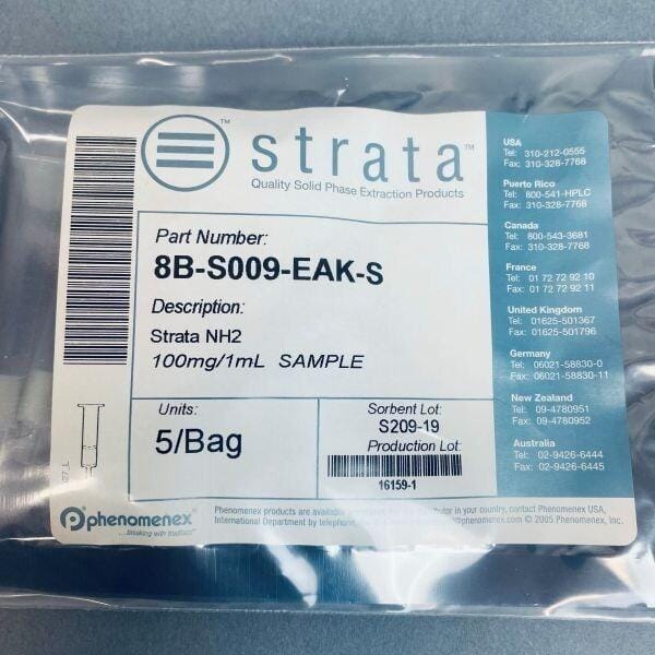 Phenomenex Strata NH2 55 um 100 mg / 1 ml Sample Pack of 5 Tubes Chromatography Columns & Reservoirs Phenomenex
