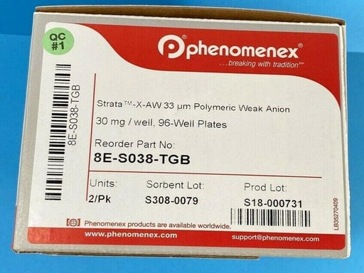 Phenomenex Strata-X-AW SPE Filter Plates 33um 96 Well 8E-S038-TGB Pack of 2 Filters Phenomenex