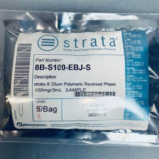Phenomenex Strata-X Polymeric Reversed Phase 33 um 100 mg / 3 ml Sample Total of 8 Tubes Chromatography Columns & Reservoirs Phenomenex