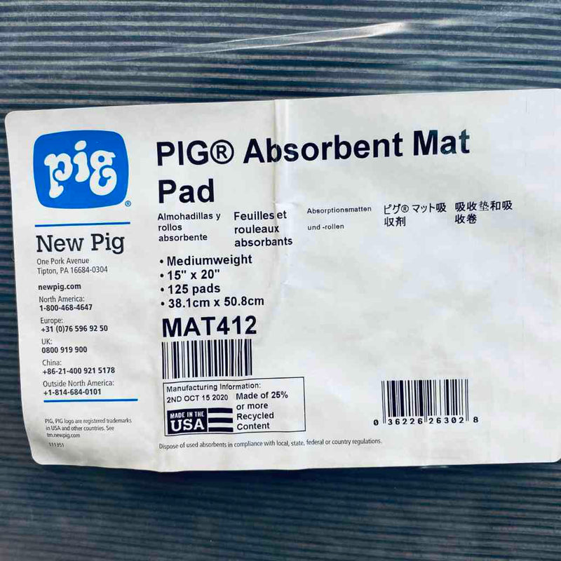 PIG Absorbent Mat Pad 15 x 20 in. Pack of 125 Mats Cleaning Equipment & Kits Therapak