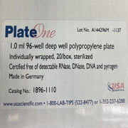 PlateOne Microplate 96 Well Deep Well PP Individually Sealed 10 Plates Lab Consumables::Storage and Culture Plates USA Scientific