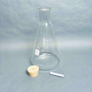 PYREX 2000 ml Narrow Rim Heavy Duty Rim Erlenmeyer Flasks with No. 10 Stoppers and Stir Bars (Lot of 2) Lab Flasks Corning