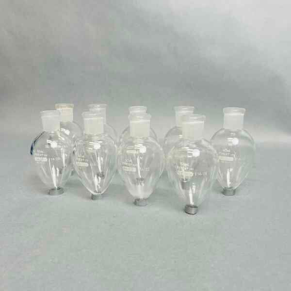 Pyrex 50 ml Heavy Wall Pear Shaped Boiling Glass 14/20 Standard Taper Joint Set of 9 Glassware PYREX