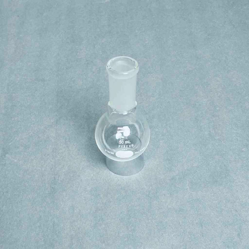 PYREX 50 ml Round Bottom Short Neck Boiling Flask 19/38 Outer Joint - Lot of 3 Flasks Glassware Corning