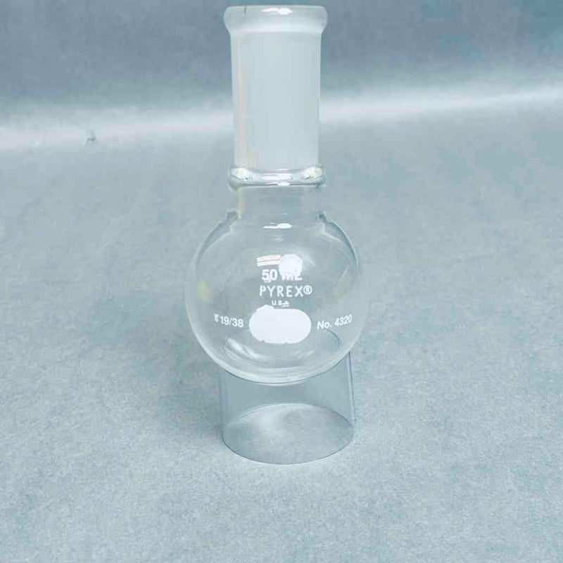 PYREX 50 ml Round Bottom Short Neck Boiling Flask 19/38 Outer Joint - Lot of 3 Flasks Glassware Corning