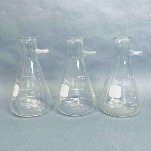PYREX 500 ml Heavy Wall Filtering Flask with Sidearm Tubulation - Lot of 3 Flasks Lab Flasks Corning