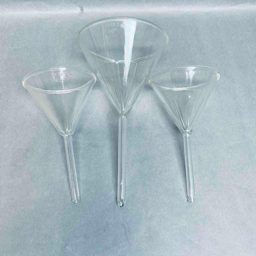 Pyrex Fluted Funnel Short Stem 60 Degree Glass Lot of 3 Funnels Funnels PYREX