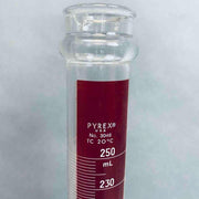 Pyrex Graduated Cylinder 250 ml with Reinforced Glass Bead Lifetime Red Strip Graduated Cylinders PYREX