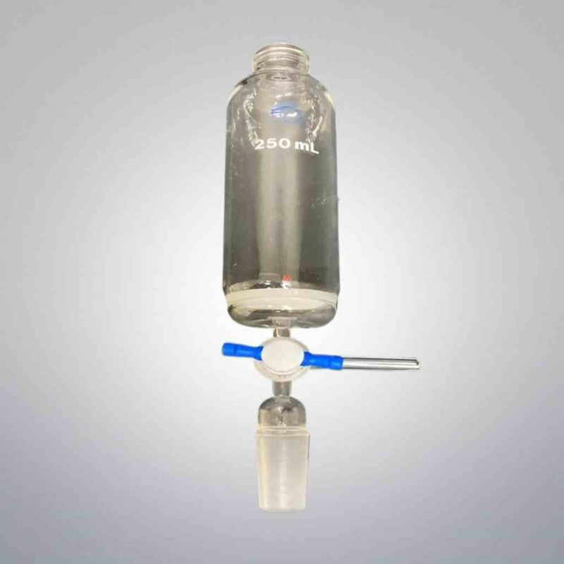 Quark Glass Peptide Synthesis Vessel 250 ml Glass 3 Way Stop QPE-3-5 Jointed Glassware Quark Glass