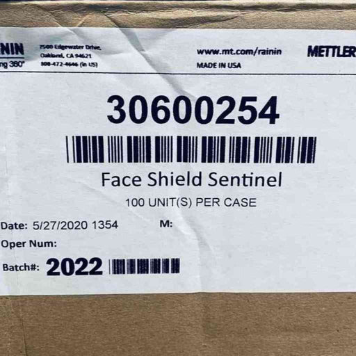 Rainin Face Shield Sentinel Anti-Fog Clear PET Lot of 86 Shields PPE Rainin