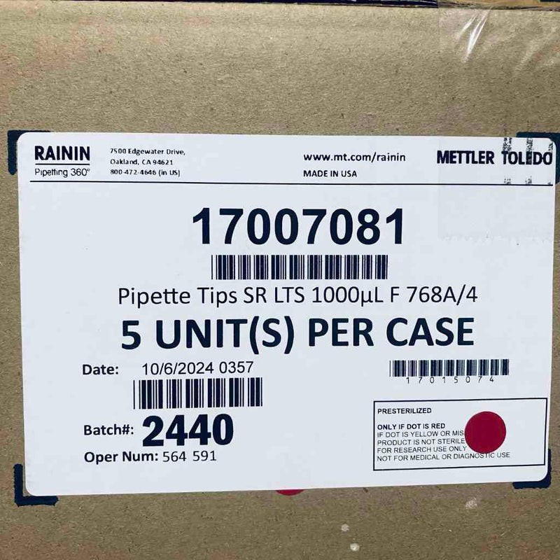 Rainin LTS Pipette Tips 1000 ul Filtered Double Rack Case of 20 Racks of 192 Tips Each Pipettes & Pipette Tips Rainin