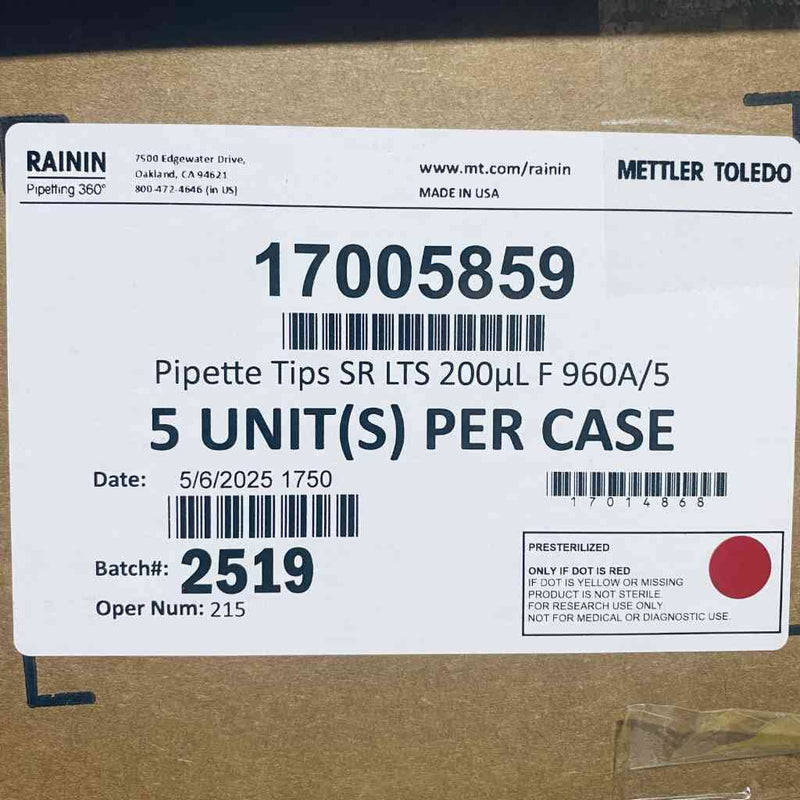 Rainin LTS Pipette Tips 200 ul Filtered Double Rack Case of 25 Racks of 192 Tips Each Pipets & Pipette Tips Rainin