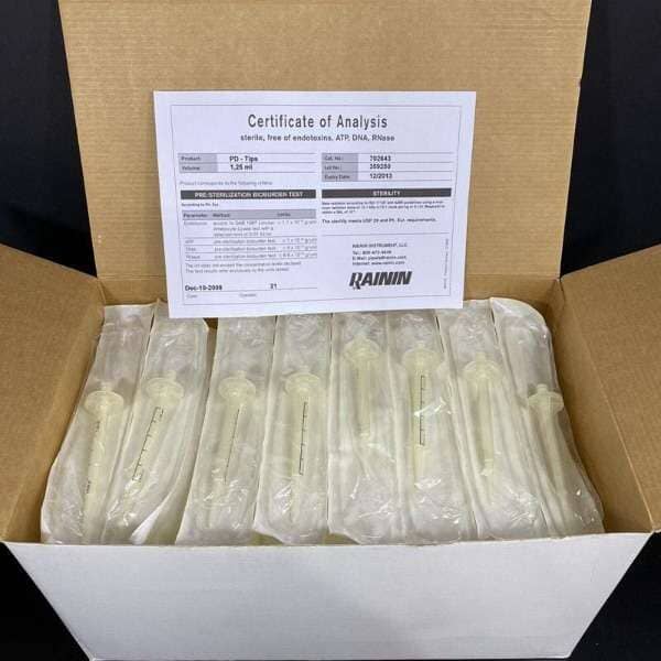 Rainin Pipette Tips 1250 ul Positive Displacement Syringe Indiv Sealed 200 Tips Pipettes & Pipette Tips Rainin