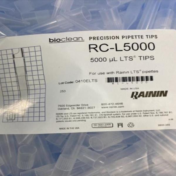 Rainin Pipette Tips BioClean 5000 ul 4 Packs with 250 Tips Each — Life