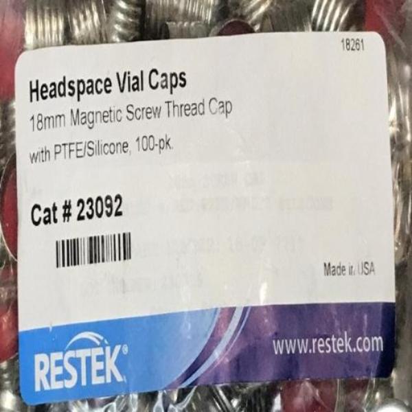 Restek Headspace Vial Cap Magnetic Screw Thread Sealed 200 Caps LC/MS/GC Restek