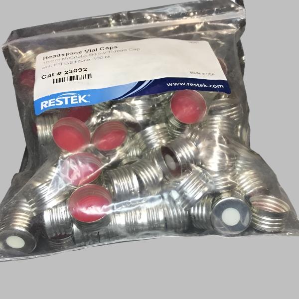 Restek Headspace Vial Cap Magnetic Screw Thread Sealed 200 Caps LC/MS/GC Restek