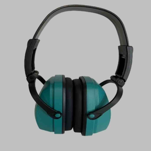 Safety Works Foldable Ear Muffs Adjustable Headband Green Ear Muffs Safety Works