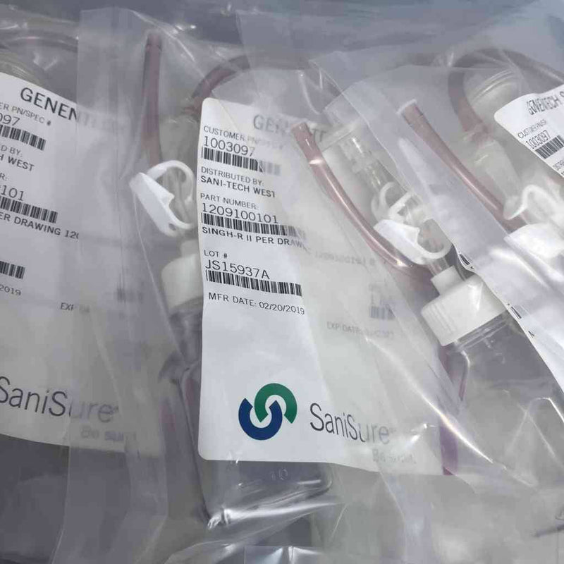 SaniSure Media Bottle Assembly 60 ml PETG 2-Port Syringe Filter - Lot of 10 Jars & Reagent Bottles SaniSure