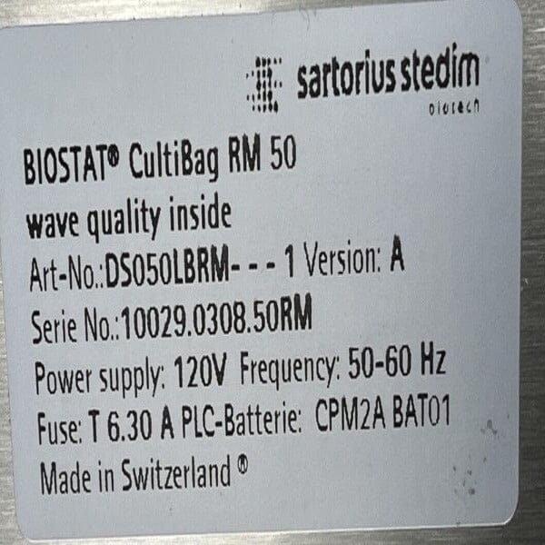 Sartorius CultiBag Rocker Bioreactor RM 50 with Warranty Lab Equipment::Other Lab Equipment Sartorius