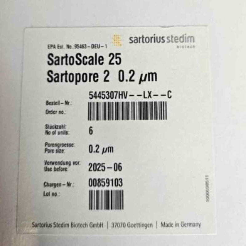 Sartorius Disposable Filter 0.2 um SartoScale 25 Sealed Pack of 6 Filters Filters Sartorius
