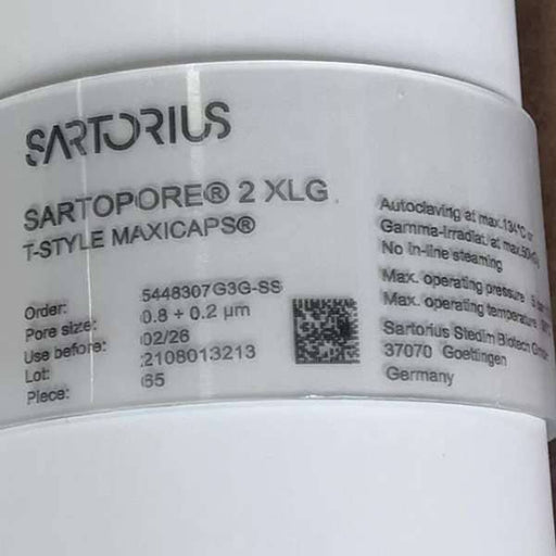 Sartorius Maxicap Filter 30" Sartopore 2 XLG T-Style 1.5" Sanitary Filters Sartorius