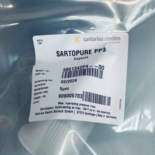 Sartorius Sartopure PP3 Filter Capsule 5 um Size 4 Box of 5 Sealed Filters Filters Sartorius