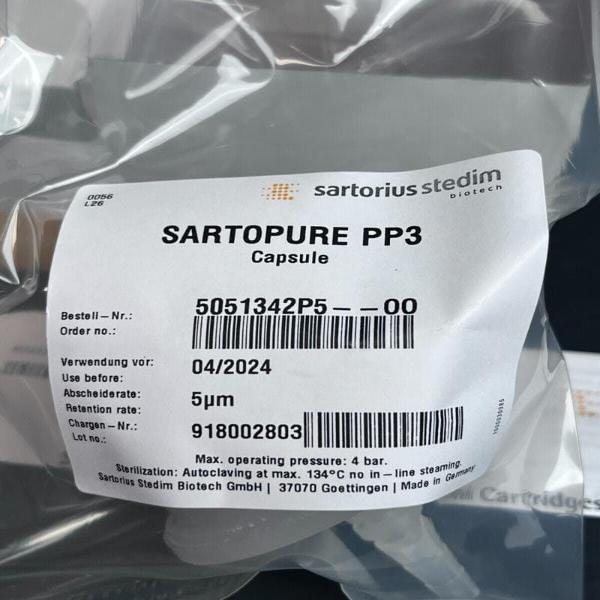 Sartorius Sartopure PP3 Filter Capsule 5 um Size 5 Box of 5 Sealed Filters Filters Sartorius