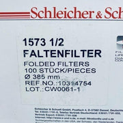 Schleicher and Schuell Filter Paper Folded 1573 1/2 385 mm Pack of 80 Filters Filter Paper Schleicher and Schuell