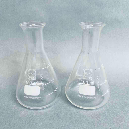 Schott Duran Erlenmeyer Flask 100 ml 30 mm Flange Opening Lot of 6 Flasks Lab Flasks Schott