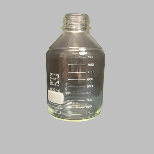 Schott Media Storage Bottle Clear Glass without Cap 1000 ml GL45 Threads Lab Consumables::Tubes, Vials, and Flasks Duran