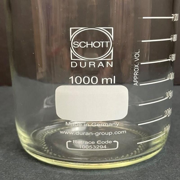 Schott Media Storage Bottle Clear Glass without Cap 1000 ml GL45 Threads Lab Consumables::Tubes, Vials, and Flasks Duran