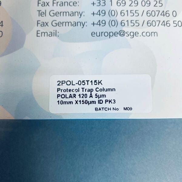 SGE Protecol Trap Column Polar 120 A 10 mm x 150 um ID PK3 Chromatography Columns & Reservoirs SGE