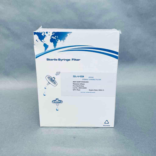 SIMSII PTFE Syringe Filter 0.22 um Sterile Pack of 50 Filters Filters SIMSII