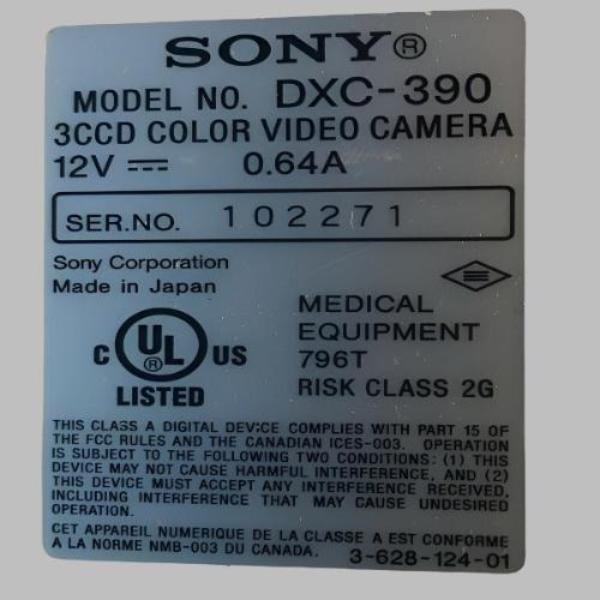 SONY DXC-390 DSP 3CCD Exwave HAD video camera - Medical UL Listed Lab Equipment::Other Lab Equipment Sony