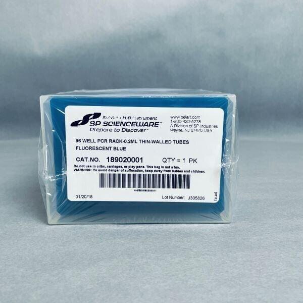 SP Bel-Art PCR Rack 96 Well for 0.2 ml Tubes Blue Pack of 5 Racks Tube Racks SP Bel-Art