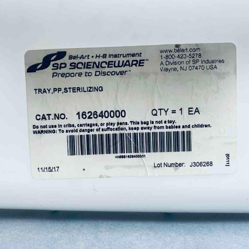 SP Bel-Art Sterilizing Tray 5 in. Depth 21 x 15 1/2 in. Polypropylene Sterilization Trays & Cases SP Bel-Art