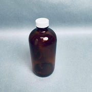 Standard Boston Round Glass Bottle Amber 16 oz with White Cap Total of 7 Bottles Jars & Reagent Bottles VWR