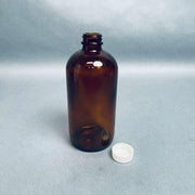 Standard Boston Round Glass Bottle Amber 16 oz with White Cap Total of 7 Bottles Jars & Reagent Bottles VWR