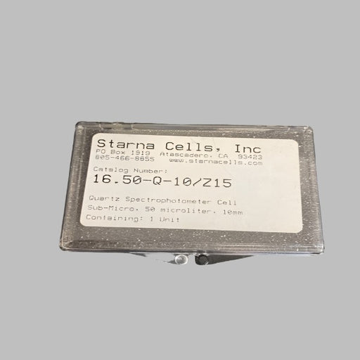 Starna Cells Quartz Cell 50 ul 10 mm with Lid 16.50-Q-10/Z15 Lab Equipment::Other Lab Equipment Starna Cells