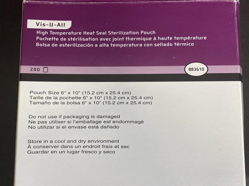 "STERIS 883610 Sterilization Pouch High Temp Heat Seal 6x10 400