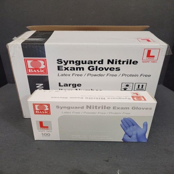 Synguard Nitrile Exam Gloves Blue Large 40 Boxes of 100 Gloves Each Other Synguard