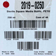 Thermo Nalgene Media Bottle 250 ml PETG Square Case of 48 Jars & Reagent Bottles Thermo Scientific