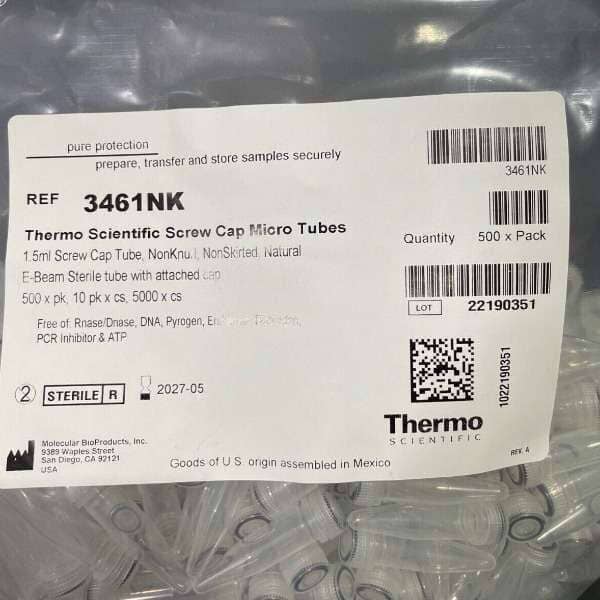 Thermo Scientific Centrifuge Tube 1.5 ml Screw Cap Sterile 1000 Tubes Centrifuge Tubes Thermo Scientific