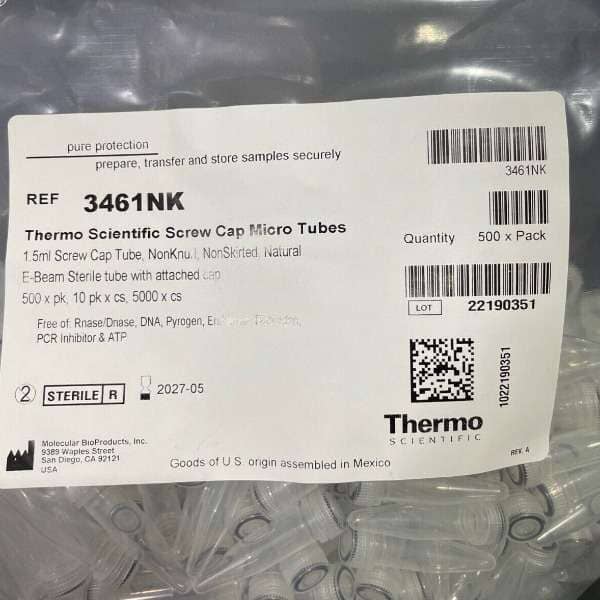 Thermo Scientific Centrifuge Tube 1.5 ml Screw Cap Sterile 1000 Tubes Lab Consumables::Tubes, Vials, and Flasks Thermo Scientific