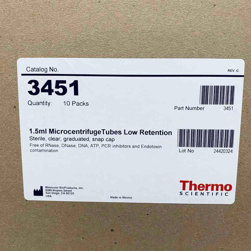 Thermo Scientific Centrifuge Tube 1.5 ml Snap Cap Low Retention Polypropylene 10 Packs with 500 Tubes Each Centrifuge Tubes Thermo Scientific