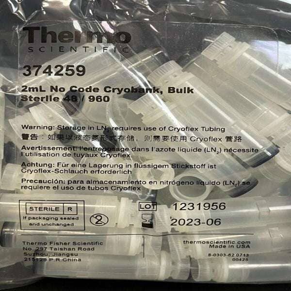 Thermo Scientific Cryobank Freezer Vial 2 ml Sterile 480 Vials Lab Consumables::Tubes, Vials, and Flasks Thermo Scientific